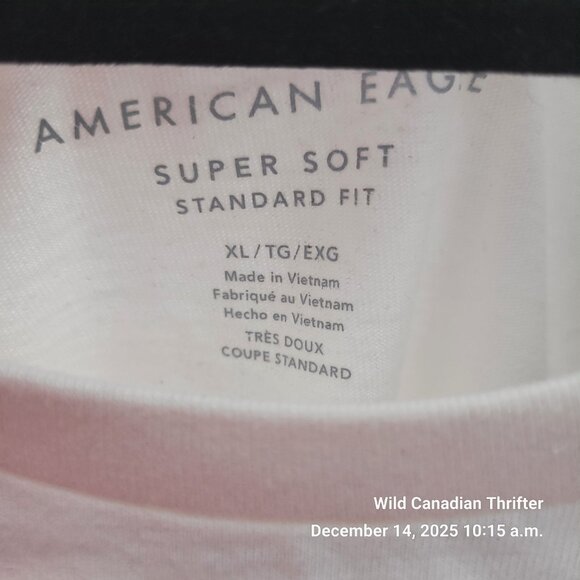 American Eagle XL White Graphic Tee Super Soft Cotton Standard Fit T-Shirt - Picture 3 of 7